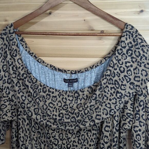 Lane Bryant Dress 18/20 Leopard Print Off the Shoulder Fit and Flare NWT - Picture 3 of 11